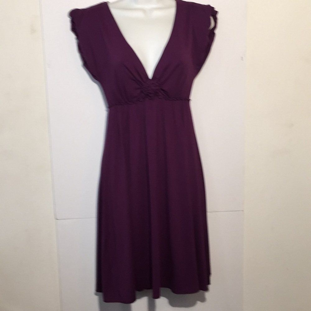 Studio M Dress Purple Cap Sleeve V-Neck Size XS